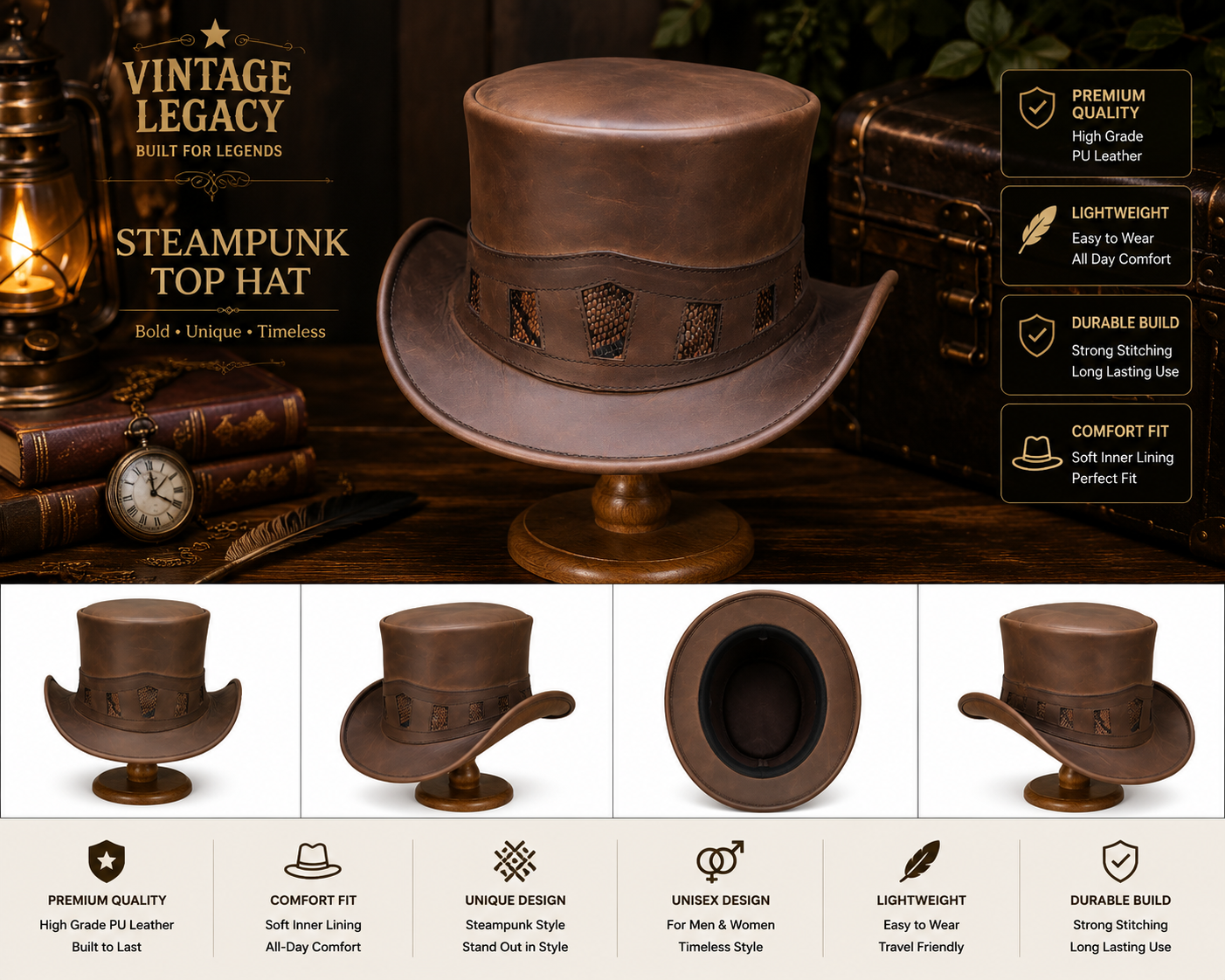 Vintage Steampunk Top Hat