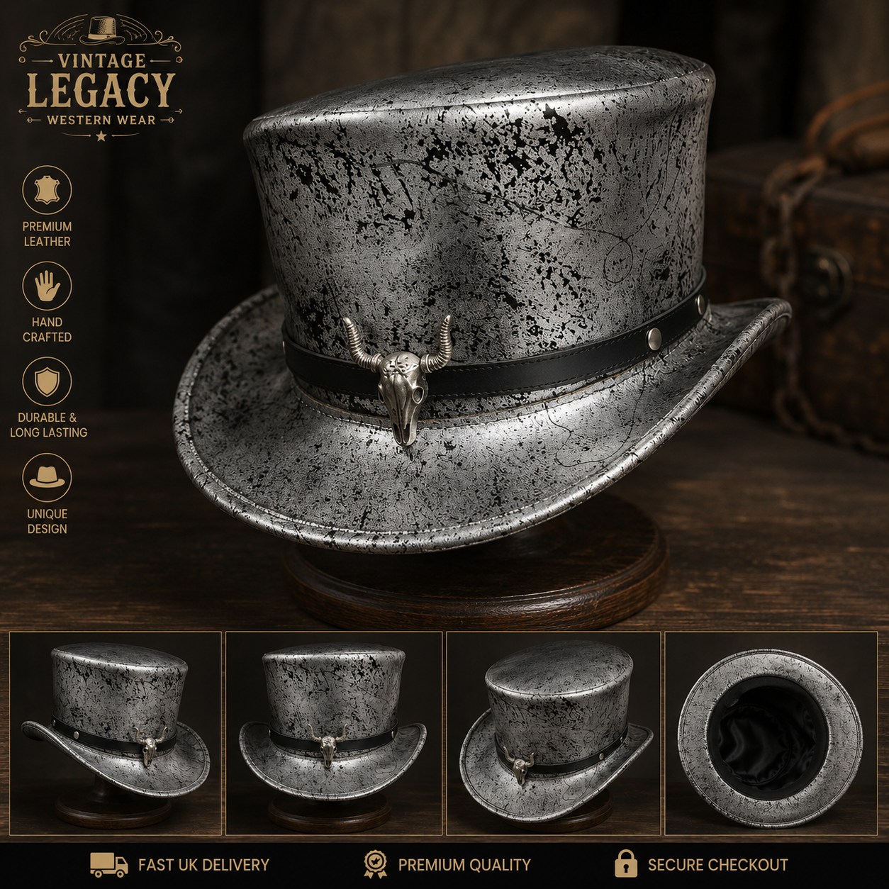 Steelhorn Leather Top Hat