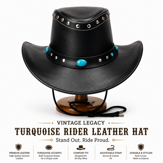 Turquoise Rider Leather Hat