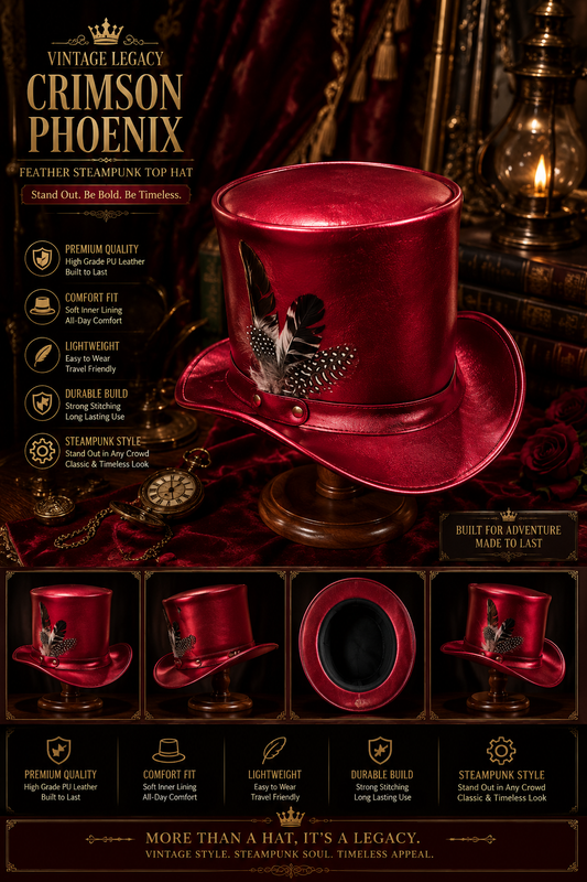 Crimson Phoenix Steampunk Hat