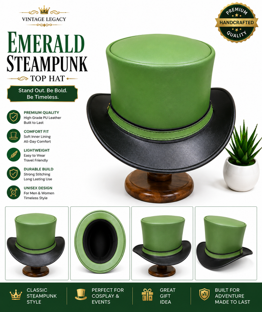 Emerald Steampunk Top Hat