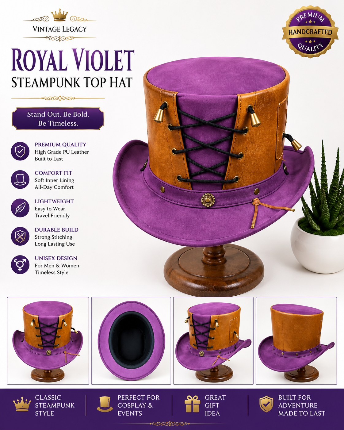 Royal Violet Steampunk Top Hat