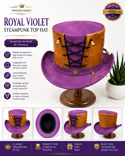 Royal Violet Steampunk Top Hat